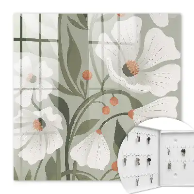 Beige Blumen auf grünem Hintergrund