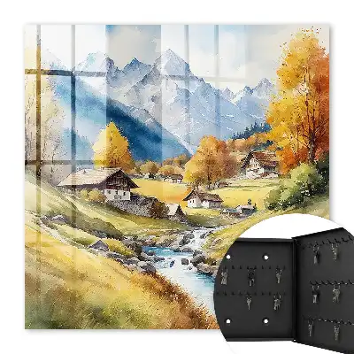 Bergfrieden mit Bergen und Hütten