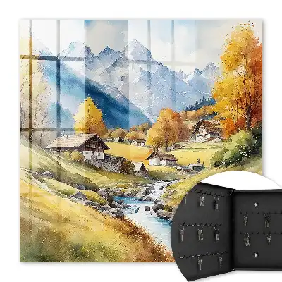 Bergfrieden mit Bergen und Hütten