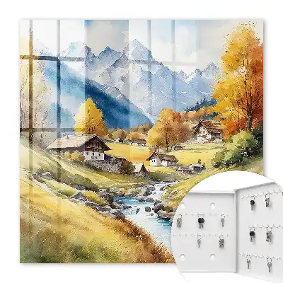 Bergfrieden mit Bergen und Hütten