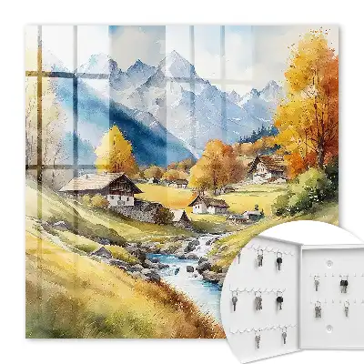 Bergfrieden mit Bergen und Hütten