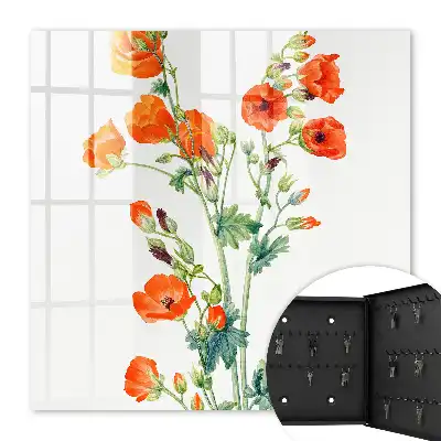 Mohnblumen-Motiv in Orange und Grün