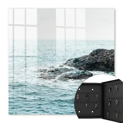 Wandbild Meereswellen mit Felsen