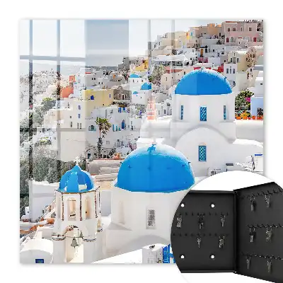 Griechische Ansichten mit blauen Kuppeln