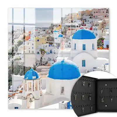Griechische Ansichten mit blauen Kuppeln