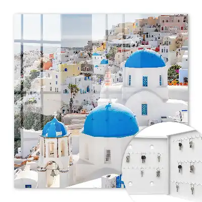 Griechische Ansichten mit blauen Kuppeln