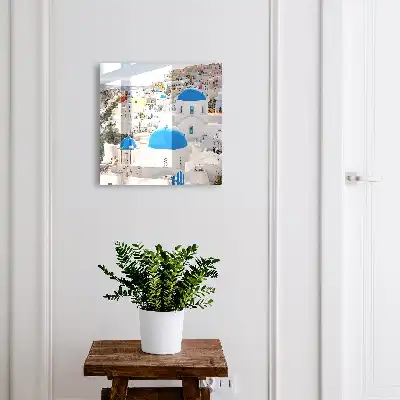 Griechische Ansichten mit blauen Kuppeln
