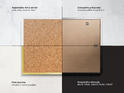Korktafel für die Wand in weißem Rahmen 100x70