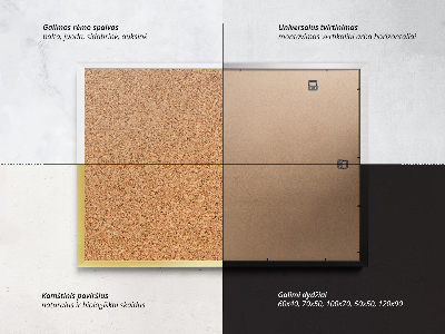 Korktafel für die Wand in weißem Rahmen 100x70