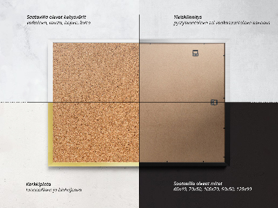 Korktafel für die Wand in weißem Rahmen 100x70