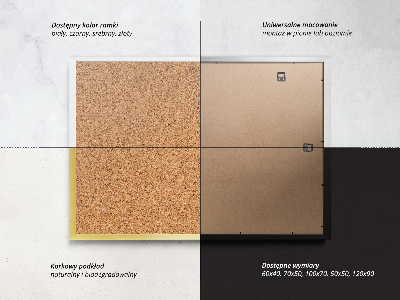 Korktafel für die Wand in weißem Rahmen 100x70