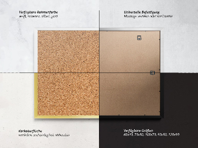 Korktafel für die Wand in weißem Rahmen 100x70
