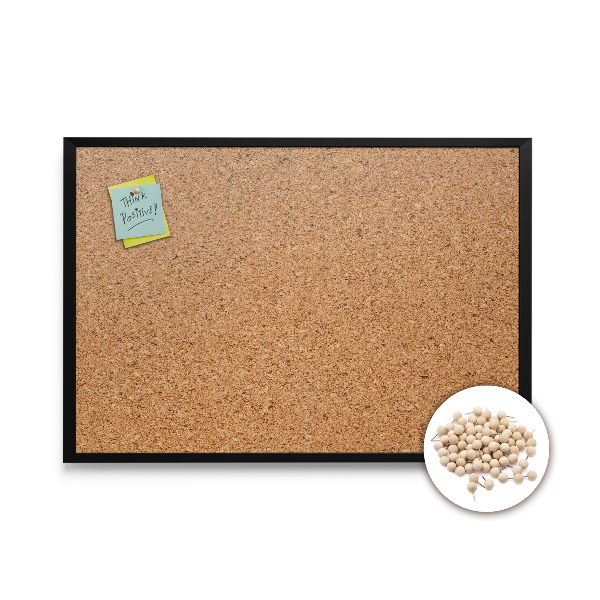 Korktafel für die Wand mit schwarzem Rahmen 100x70