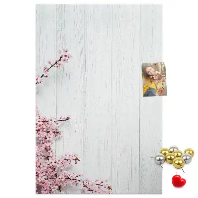 Pinnwand aus Kork mit Blumenmuster auf Holzoptik