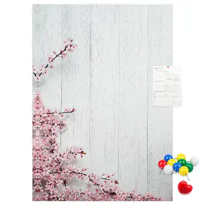 Pinnwand aus Kork mit Blumenmuster auf Holzoptik