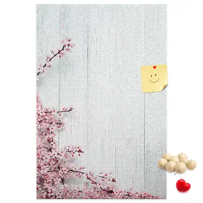Pinnwand aus Kork mit Blumenmuster auf Holzoptik