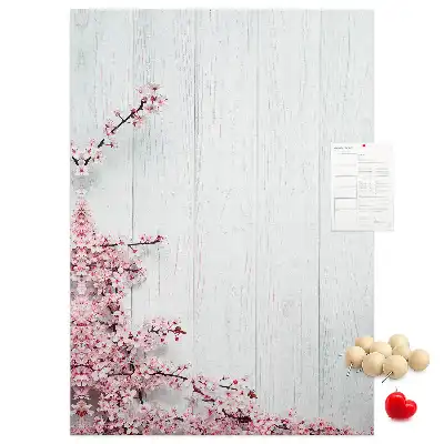 Pinnwand aus Kork mit Blumenmuster auf Holzoptik