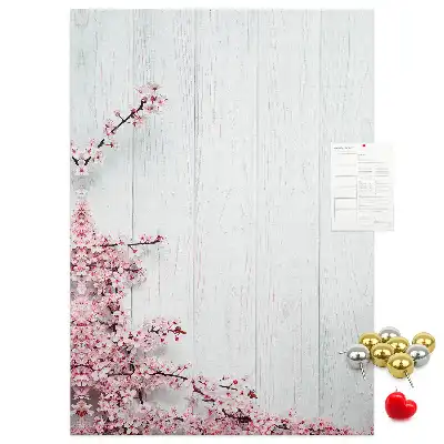 Pinnwand aus Kork mit Blumenmuster auf Holzoptik