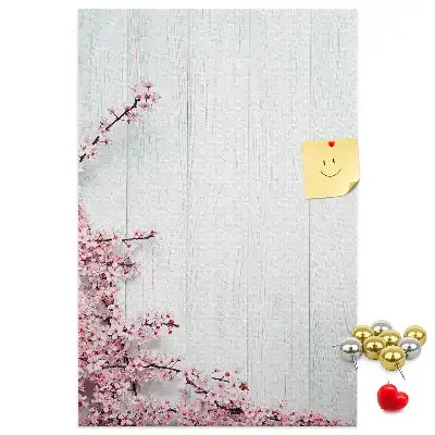 Pinnwand aus Kork mit Blumenmuster auf Holzoptik