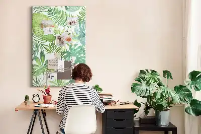 Pinnwand aus Kork mit Aquarell-Motiv Waldblätter