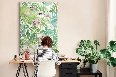 Pinnwand aus Kork mit Aquarell-Motiv Waldblätter