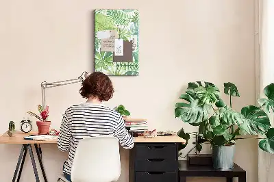 Pinnwand aus Kork mit Aquarell-Motiv Waldblätter