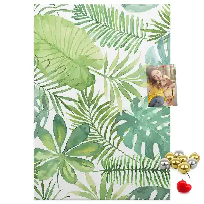 Pinnwand aus Kork mit Aquarell-Motiv Waldblätter
