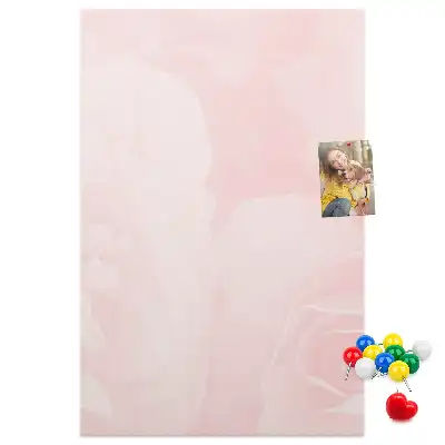 Pinnwand aus Kork mit rotem Rosenblüten-Motiv