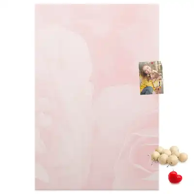 Pinnwand aus Kork mit rotem Rosenblüten-Motiv