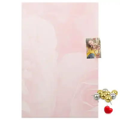 Pinnwand aus Kork mit rotem Rosenblüten-Motiv