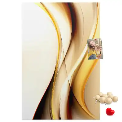 Korktafel mit abstrakter goldener Welle
