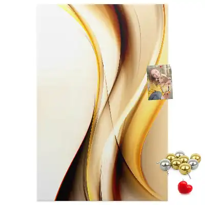 Korktafel mit abstrakter goldener Welle
