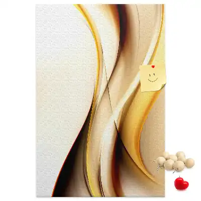 Korktafel mit abstrakter goldener Welle