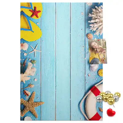 Korktafel mit Strandmotiv