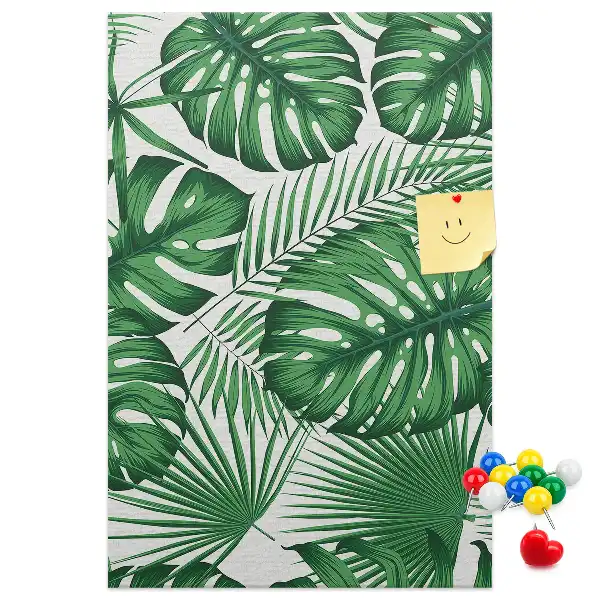 Pinnwand mit grünem Monstera-Blatt-Motiv