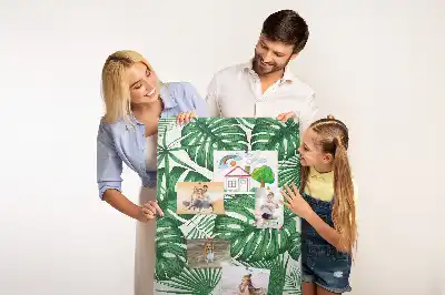 Pinnwand mit grünem Monstera-Blatt-Motiv