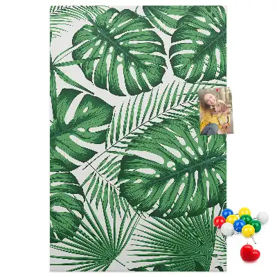 Pinnwand mit grünem Monstera-Blatt-Motiv