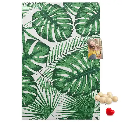 Pinnwand mit grünem Monstera-Blatt-Motiv