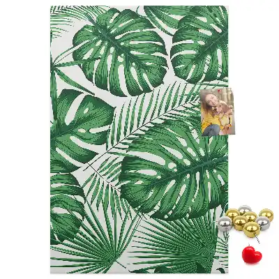 Pinnwand mit grünem Monstera-Blatt-Motiv