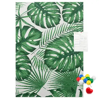 Pinnwand mit grünem Monstera-Blatt-Motiv