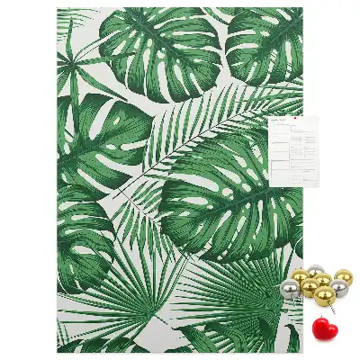 Pinnwand mit grünem Monstera-Blatt-Motiv