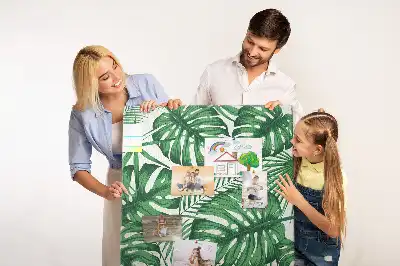 Pinnwand mit grünem Monstera-Blatt-Motiv