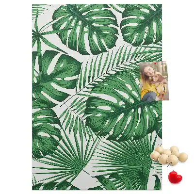 Pinnwand mit grünem Monstera-Blatt-Motiv