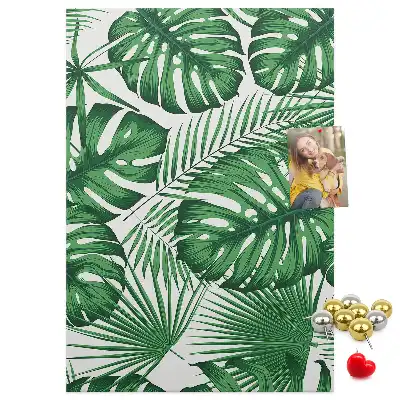 Pinnwand mit grünem Monstera-Blatt-Motiv