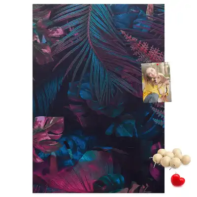 Korktafel mit exotischem Blättermotiv
