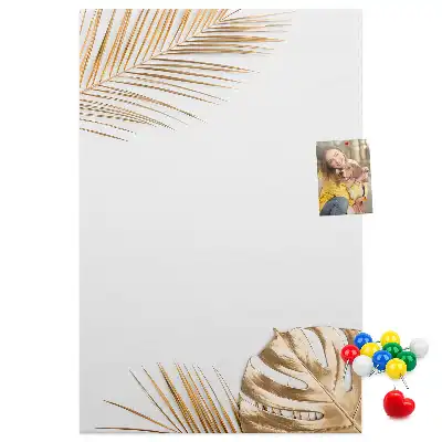 Pinnwand aus Kork mit goldenem Blätter-Motiv