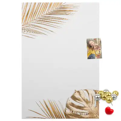 Pinnwand aus Kork mit goldenem Blätter-Motiv