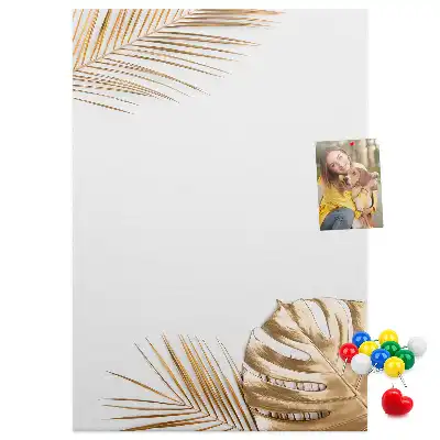 Pinnwand aus Kork mit goldenem Blätter-Motiv