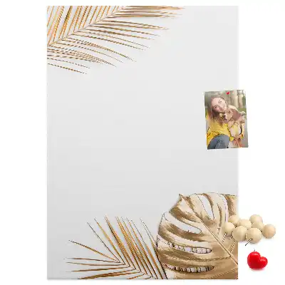 Pinnwand aus Kork mit goldenem Blätter-Motiv