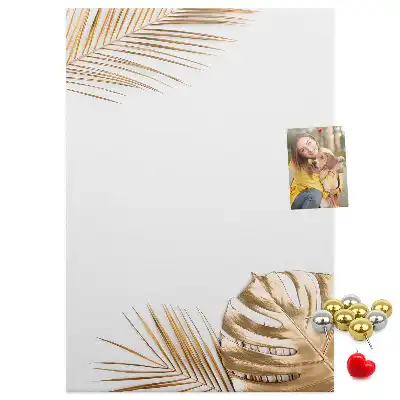 Pinnwand aus Kork mit goldenem Blätter-Motiv